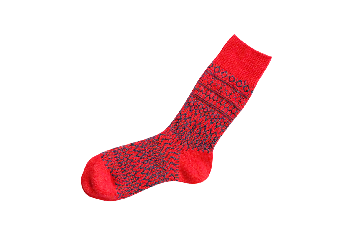 Wool Jacquard Socks - Wine