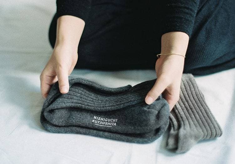 Cashmere Ribbed Socks Charcoal.