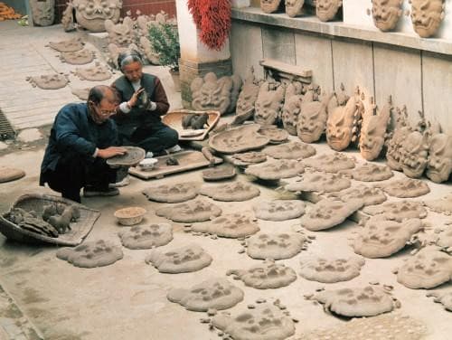 TIGER Face - Fengxiang Clay Sculpture Walldecor lines.