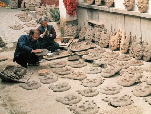 TIGER Face - Fengxiang Clay Sculpture Walldecor Painted.