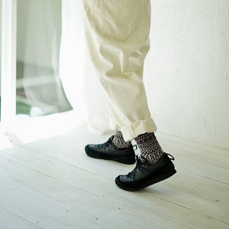 Wool Jacquard Socks - Navy.