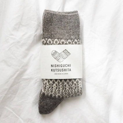 Wool Jacquard Socks - Gray.