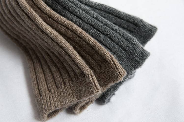 Cashmere Ribbed Socks Charcoal.